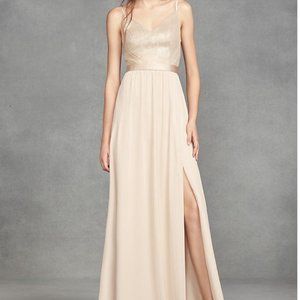 Sequin Bodice Bridesmaid Dress w/ Chiffon Skirt